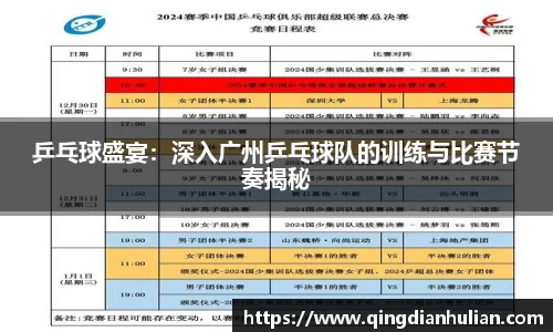 乒乓球盛宴：深入广州乒乓球队的训练与比赛节奏揭秘